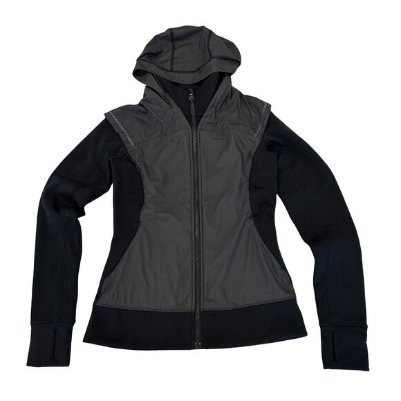 lululemon athletica Jackets & Blazers - Lululemon Snug Sprinter Jacket Womens Size 4 Black Hooded Polartec Fleece Lined